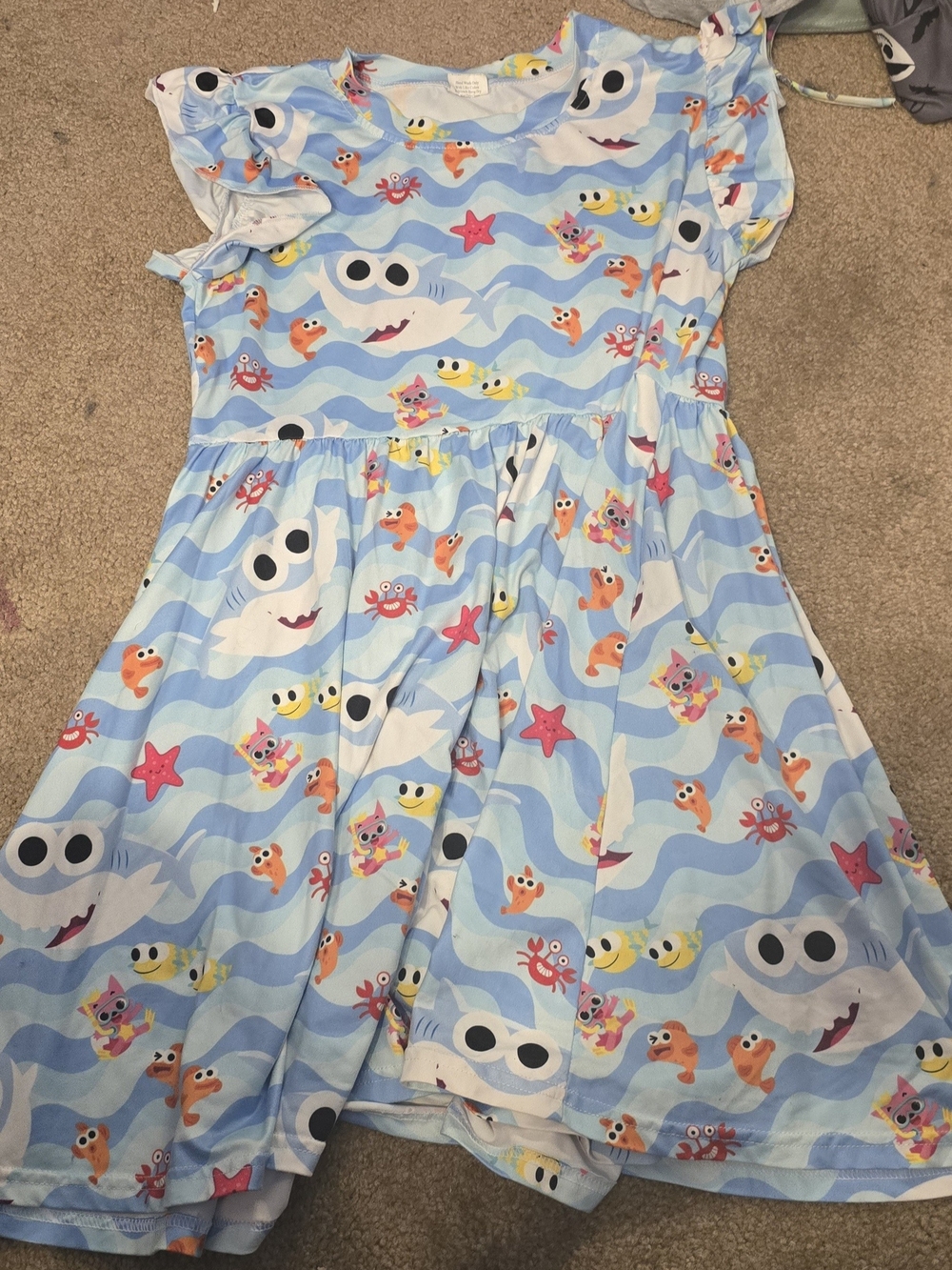 Kids' Light Blue Baby Shark Print Dress